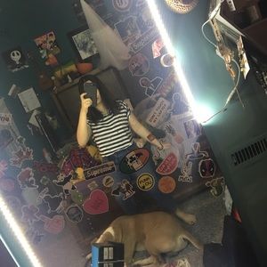 Blue and white cropped top